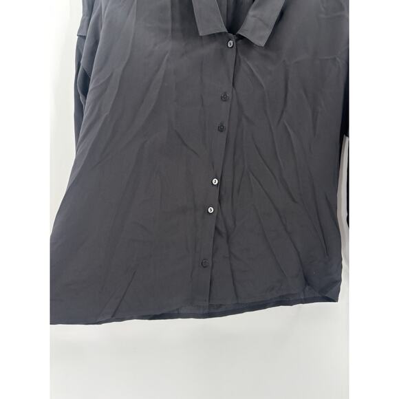 Ba&sh Button Up Shirt Womens Small Black Long Sleeves 100% Silk Collared V Neck - Picture 4 of 16